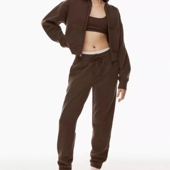 Aritzia TNA Sweatfleece Extra Fleece Boyfriend Sweatpants in Brown Size X-Small - Picture 1 of 7